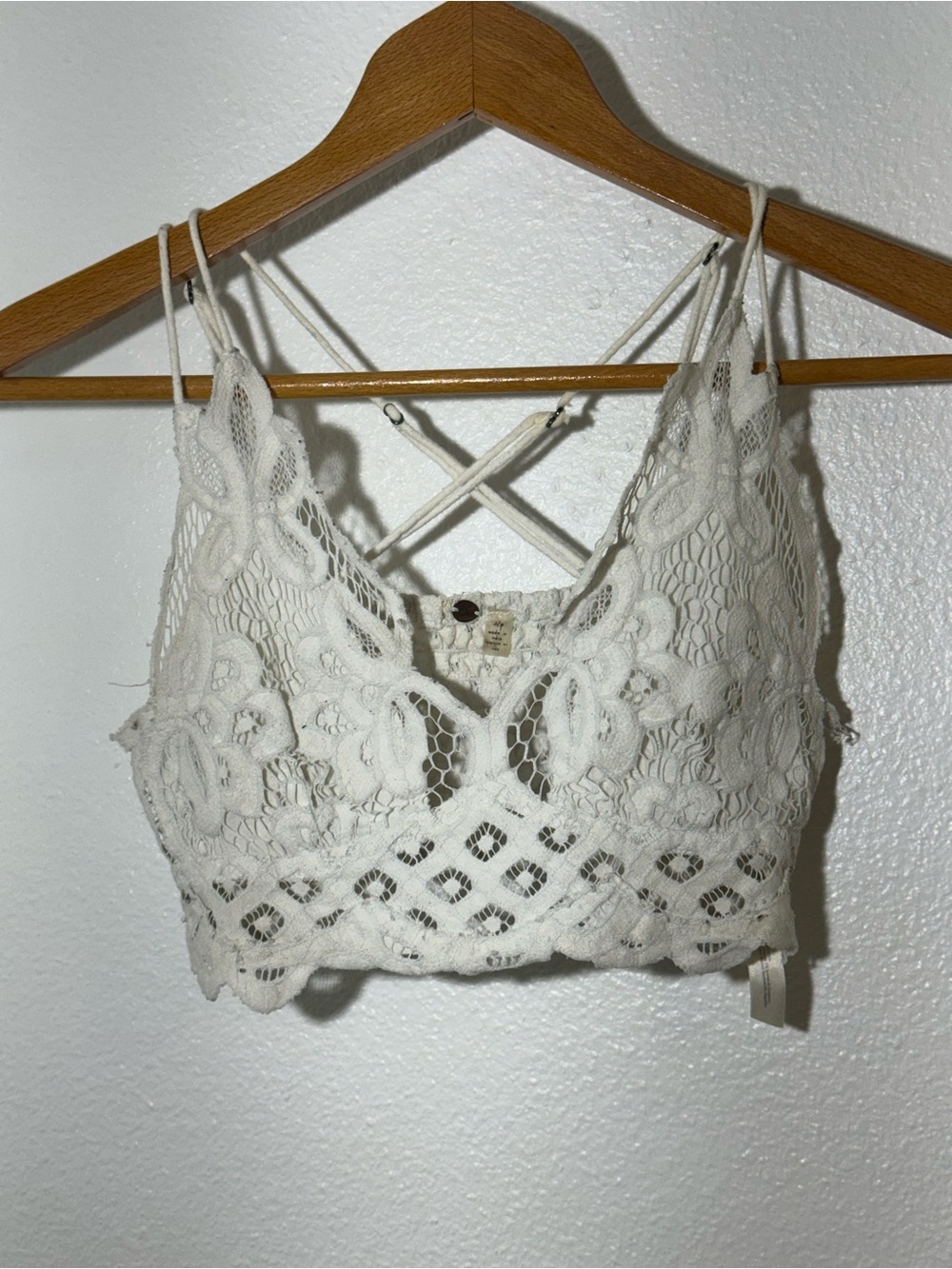 Lace Crochet Free People Bralette Tank Top - White